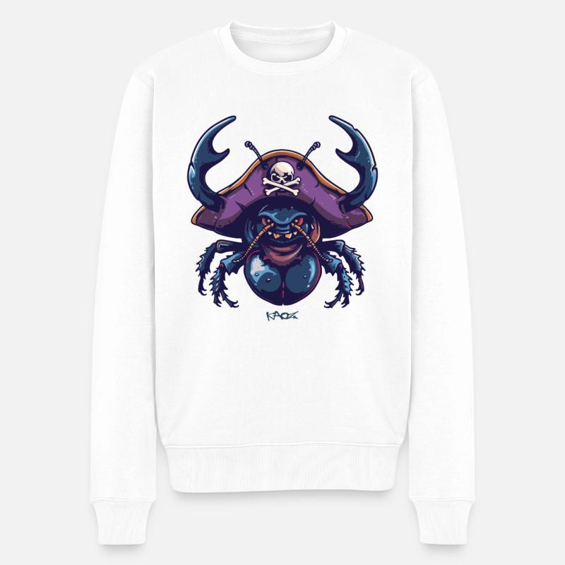 Der erstaunliche Mistkäfer Pirat - Männer Premium Bio Pullover - Weiß