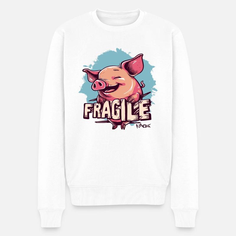 Ein zerbrechliches Schwein - Männer Premium Bio Pullover - Weiß