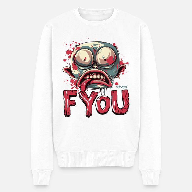 F*** dich, Zombie Gartenzwerg - Männer Premium Bio Pullover - Weiß