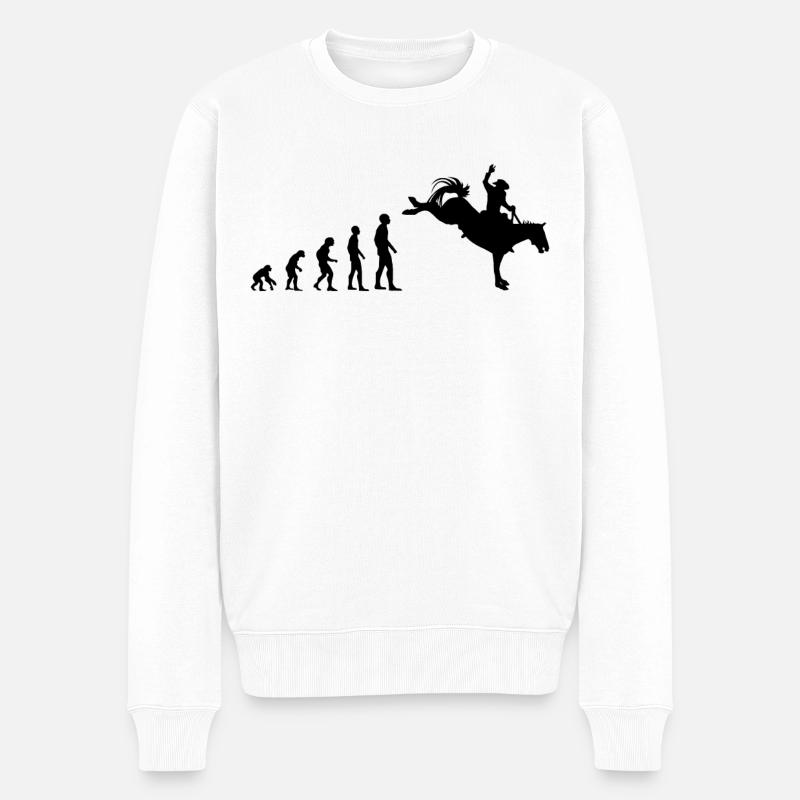 Evolution zum Rodeo-Champion - Männer Premium Bio Pullover - Weiß
