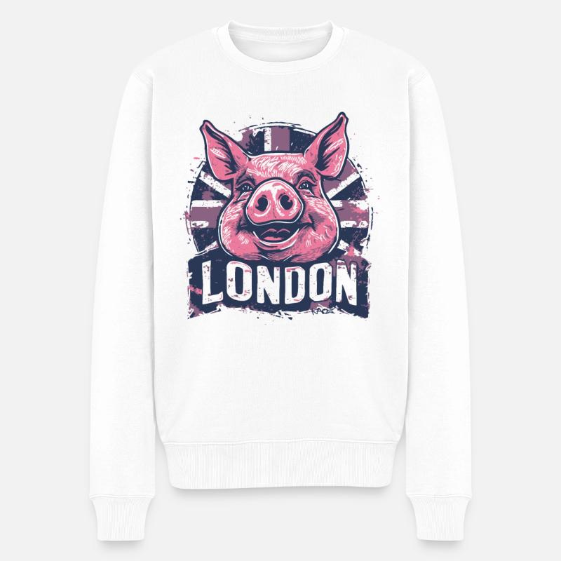 Drapeau britannique London Pig - Pull Premium bio Homme - blanc