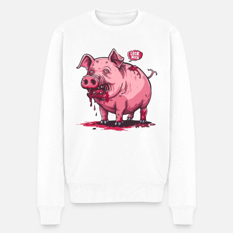 Lèche-moi, cochon zombie détruit - Pull Premium bio Homme - blanc
