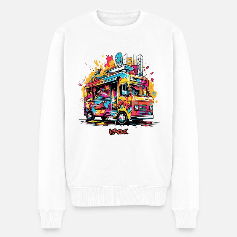 Food-Truck-Graffiti - Männer Premium Bio Pullover - Weiß