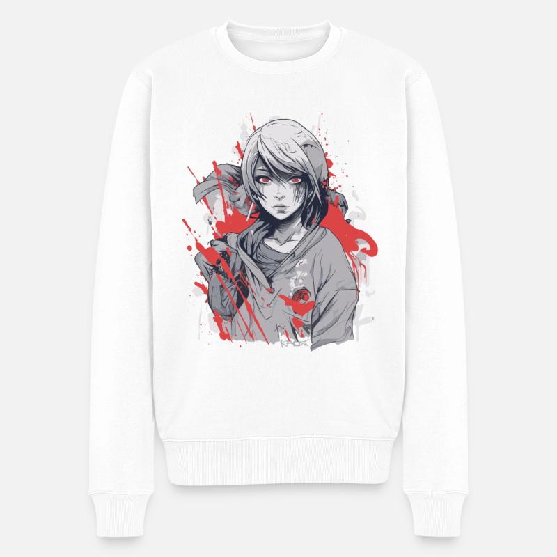 Fille animée unique - Pull Premium bio Homme - blanc