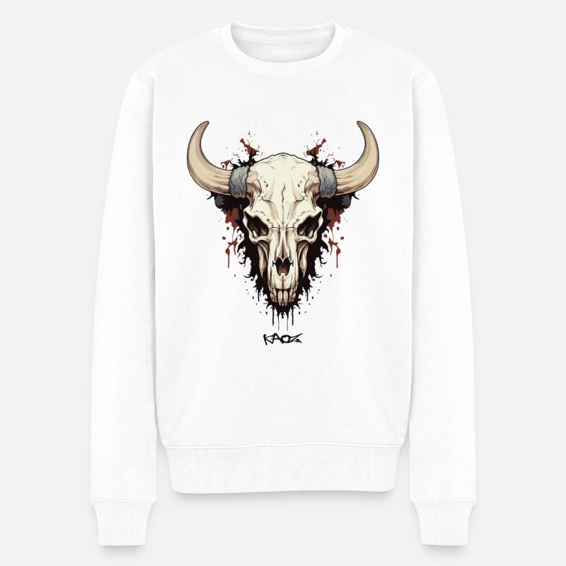 Le crâne d’une vache-taureau - Pull Premium bio Homme - blanc