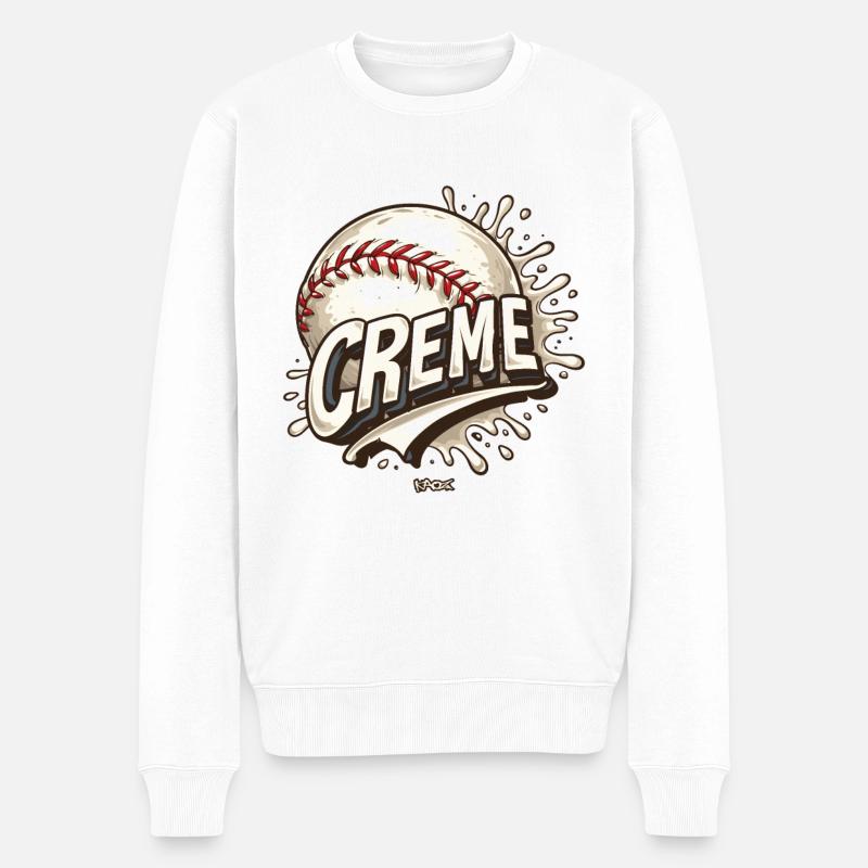 Baseball Creme - Männer Premium Bio Pullover - Weiß