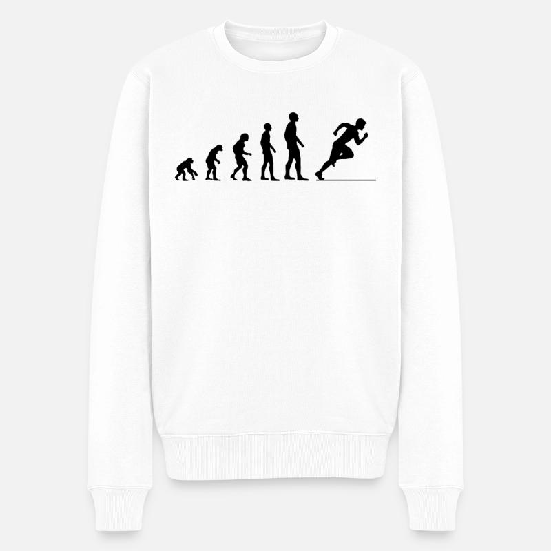 Evolution Sprinter Geschenk - Männer Premium Bio Pullover - Weiß