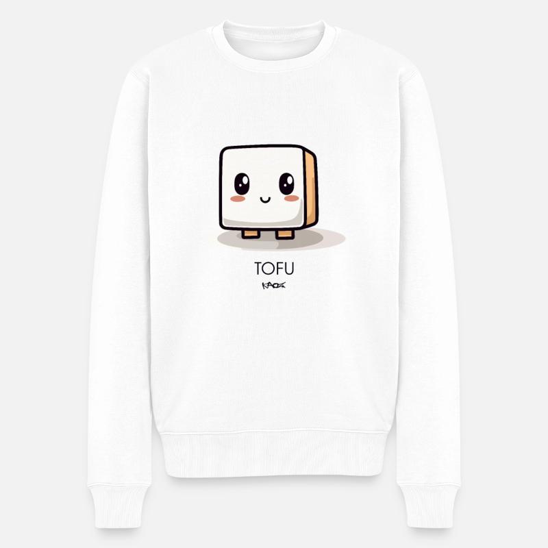 Anime Chibi mignon : Tofu kawaii - Pull Premium bio Homme - blanc