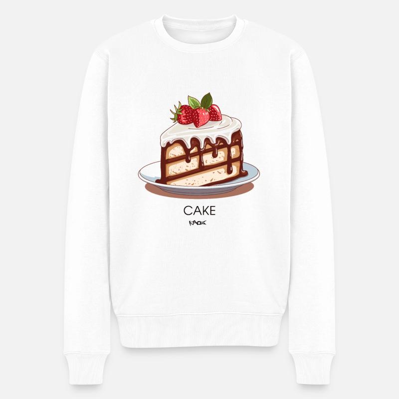 Ein Stück Kuchen, Erdbeerkuchen - Männer Premium Bio Pullover - Weiß