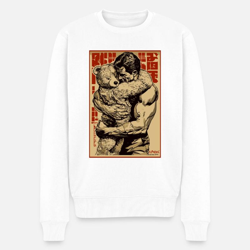 Ich habe dich vermisst, Mann umarmt Bären - Männer Premium Bio Pullover - Weiß