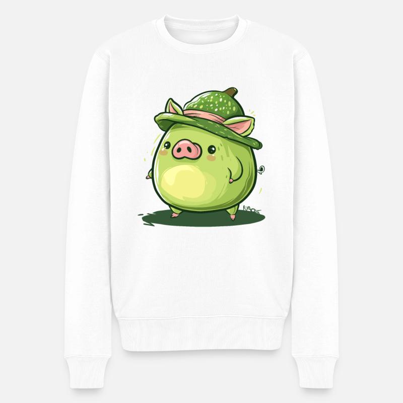 Niedliches lustiges Avocado Schwein - Männer Premium Bio Pullover - Weiß