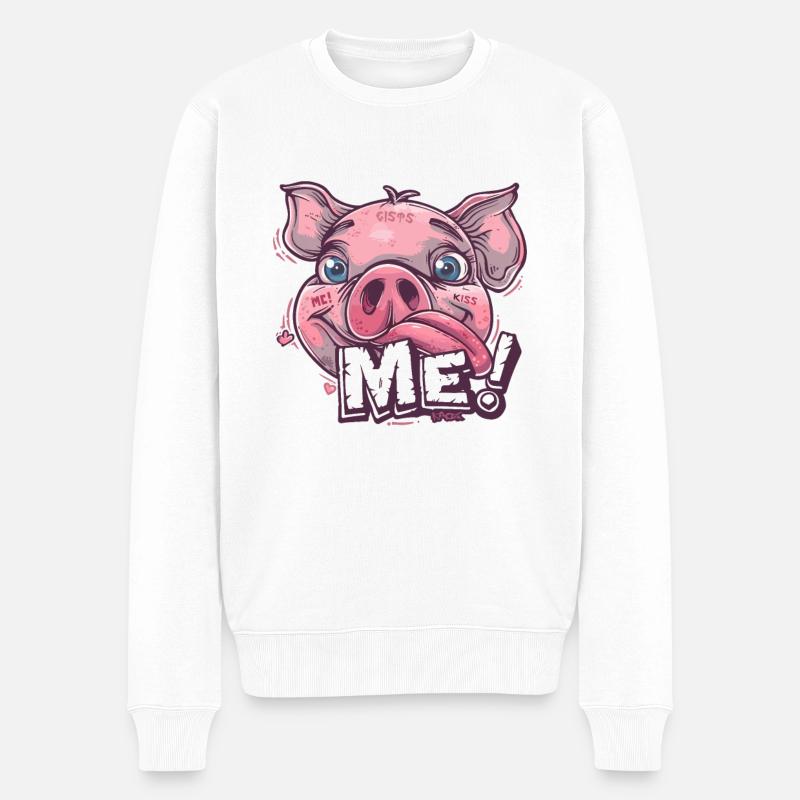 Mignon, drôle, cochon, embrasse-moi - Pull Premium bio Homme - blanc