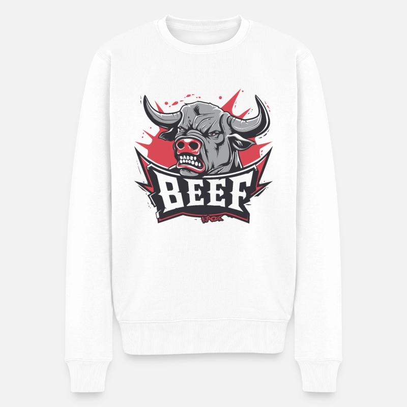Wütende Kuh oder Stier: Streit - Männer Premium Bio Pullover - Weiß