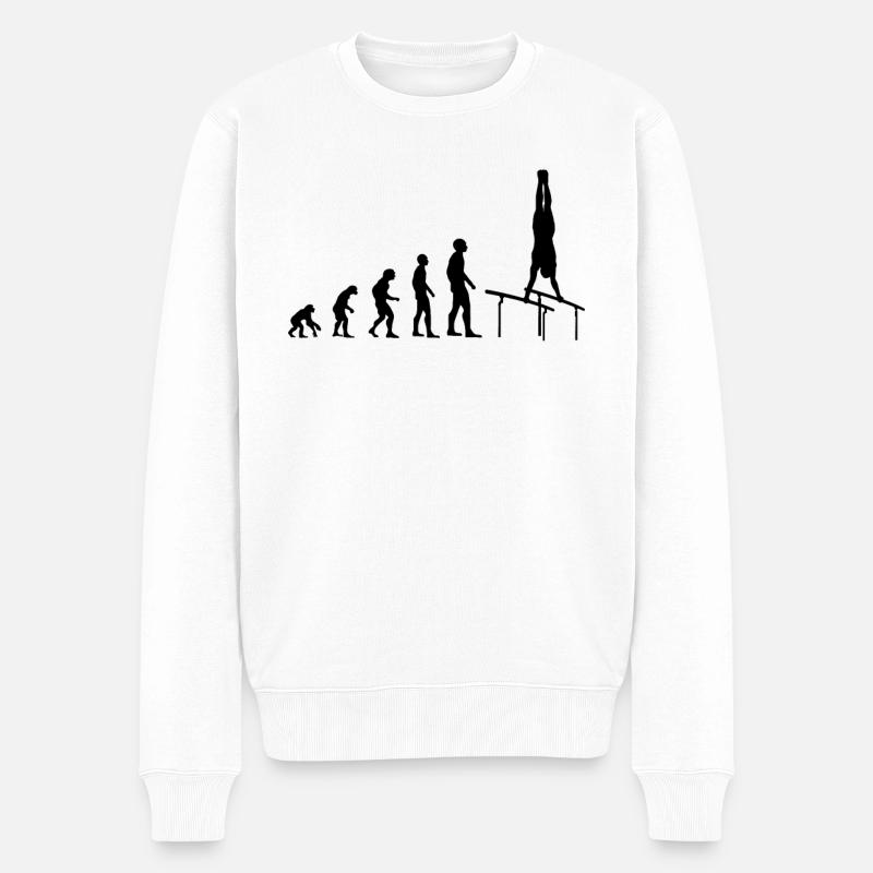 Evolution zum Turner - Geschenk - Männer Premium Bio Pullover - Weiß