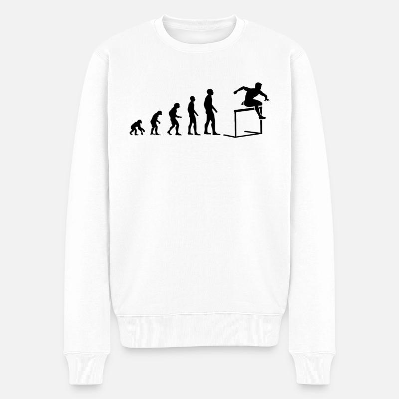Evolution Hindernislauf Sport Evolutionär - Männer Premium Bio Pullover - Weiß
