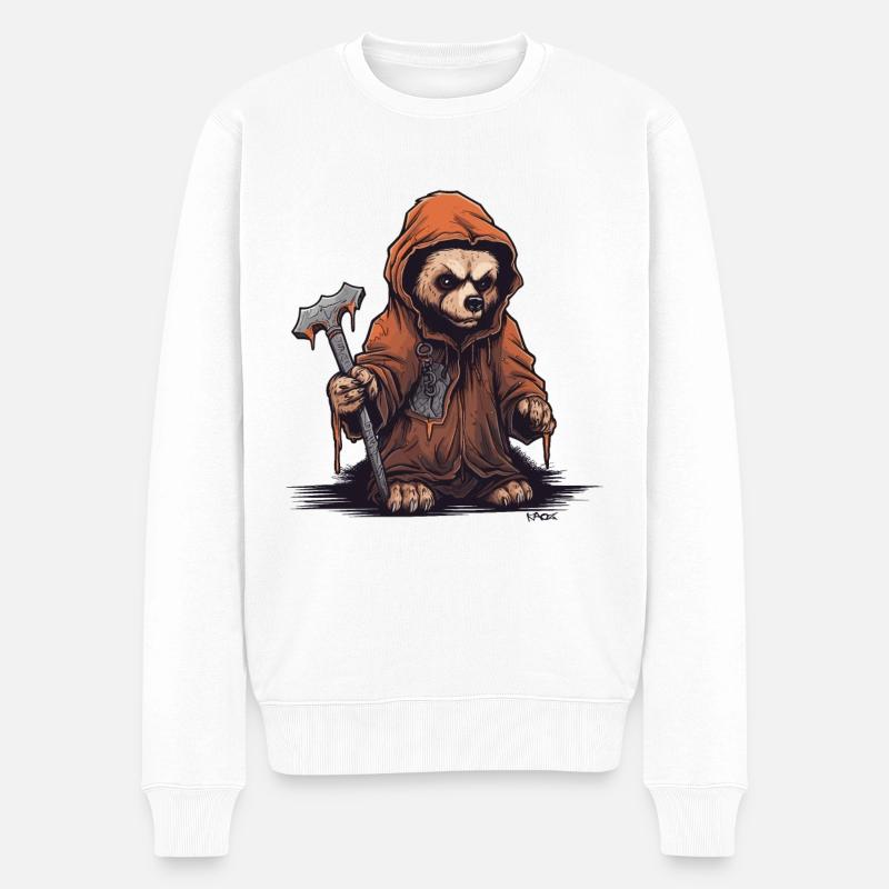 Der Sensenmann-Bär - Männer Premium Bio Pullover - Weiß