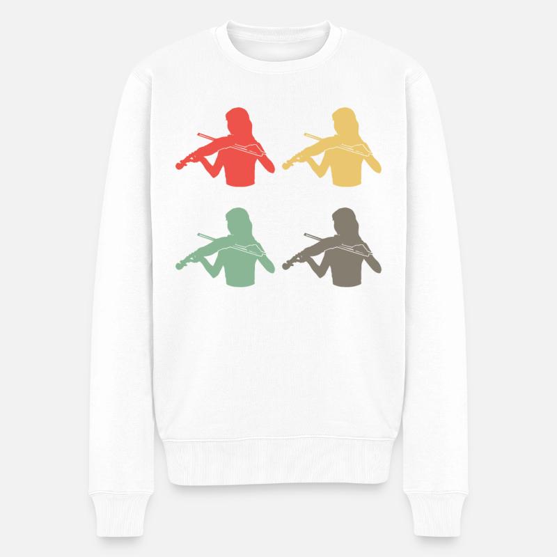 Bunte Geigerinnen Ensemble Harmonie - Männer Premium Bio Pullover - Weiß
