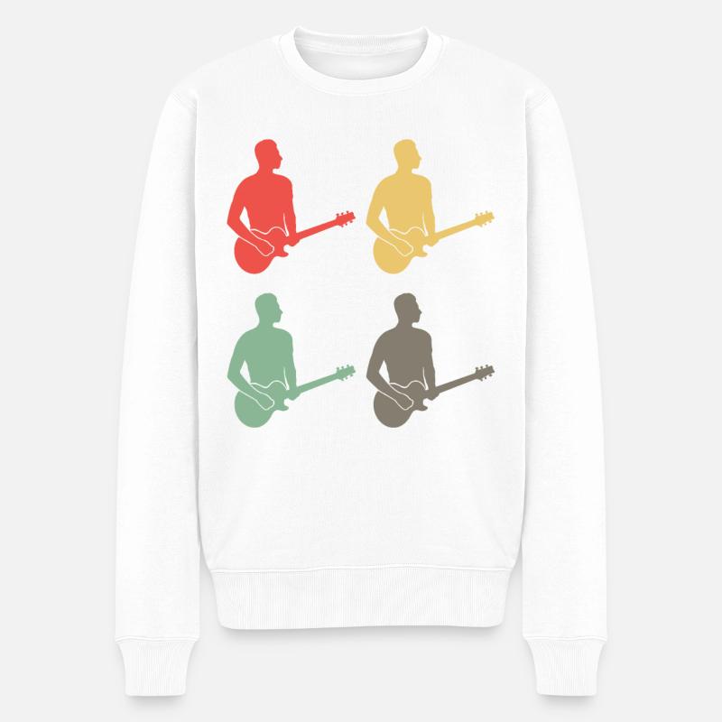 Bunte Gitarristen Harmonie Geschenk-Shirt - Männer Premium Bio Pullover - Weiß