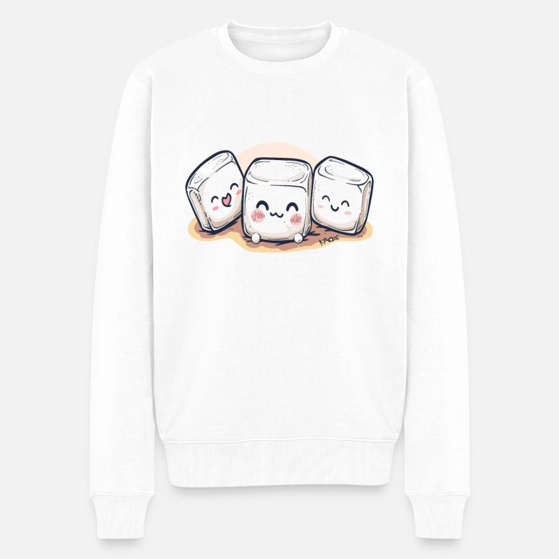 Süße, niedliche Chibi Marshmallows - Männer Premium Bio Pullover - Weiß