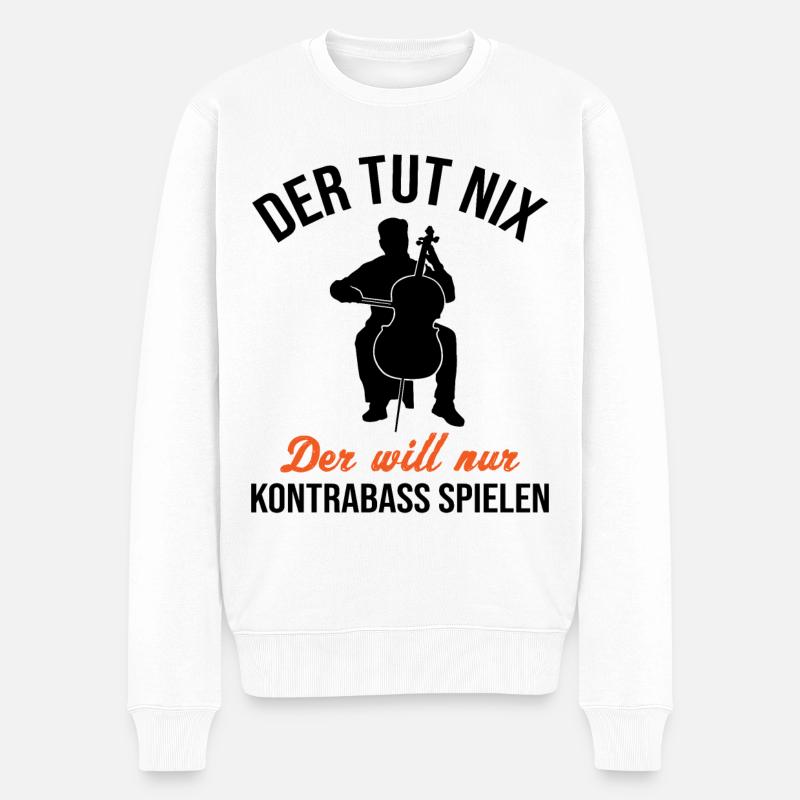 Harmlos Kontrabass Passioniert Musiker - Männer Premium Bio Pullover - Weiß