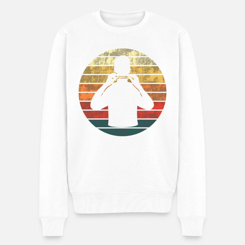 Sunset Harmonika Solo Vibes - Männer Premium Bio Pullover - Weiß