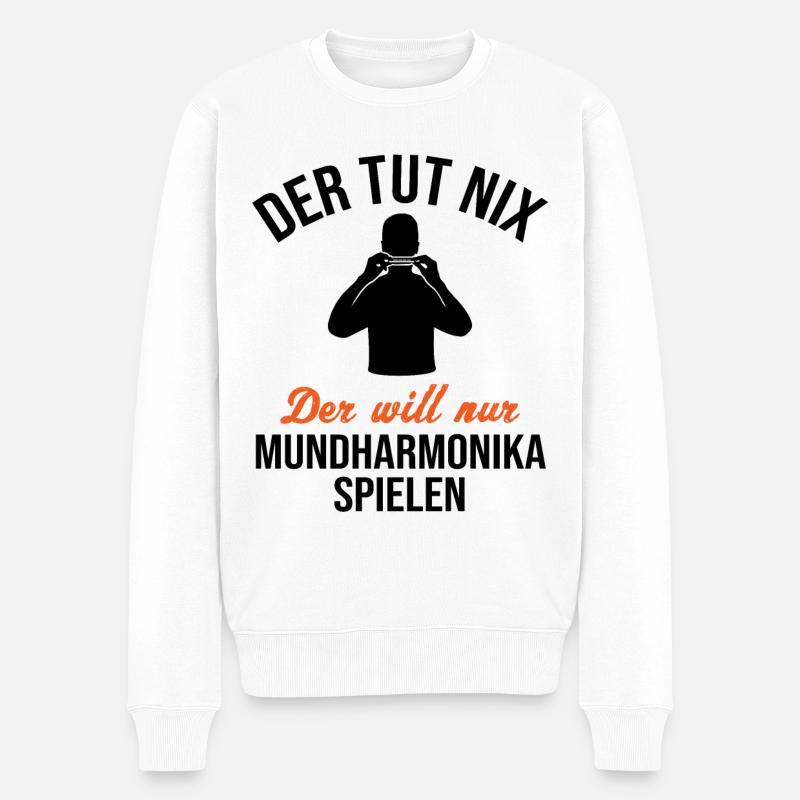 Musique paisible Amour Harmonica - Pull Premium bio Homme - blanc