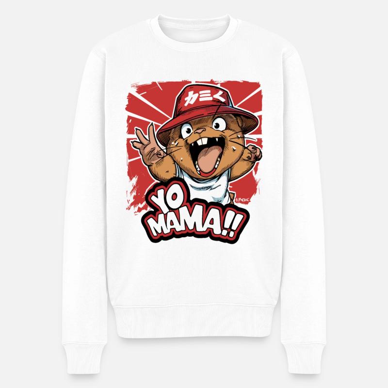 Yo Mama...! cooler Biber Hamster - Männer Premium Bio Pullover - Weiß