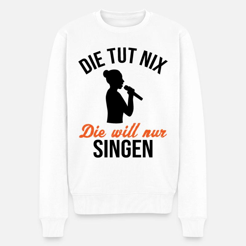 Unschuldig Singende Sängerin - Geschenk - Männer Premium Bio Pullover - Weiß