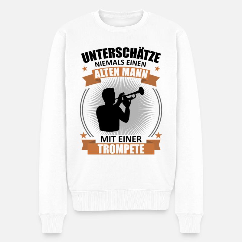 Vieux Maître – Trompette Sagesse - Pull Premium bio Homme - blanc