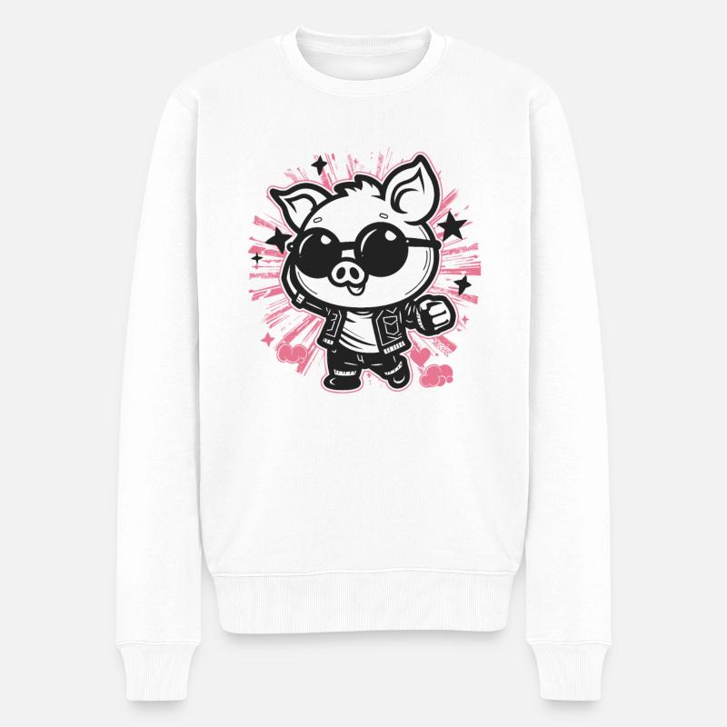 Super coolers Disco-Schwein - Männer Premium Bio Pullover - Weiß