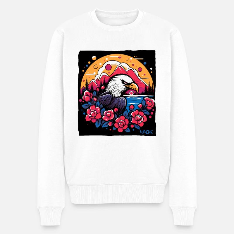 Fleurs et aigles - Pull Premium bio Homme - blanc