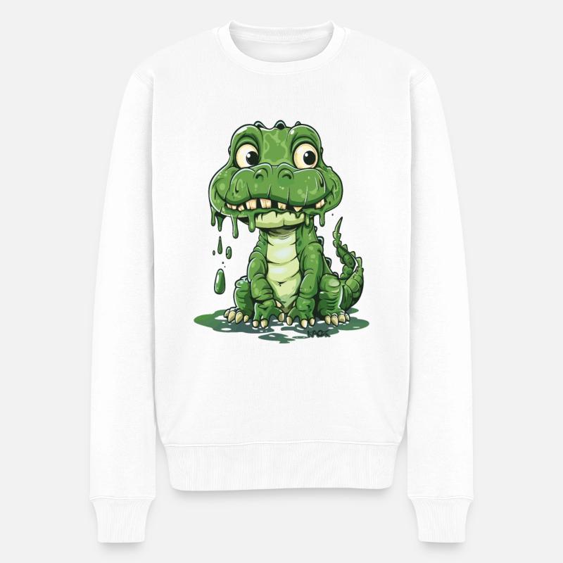 Dino mignon avec des gouttes - Pull Premium bio Homme - blanc