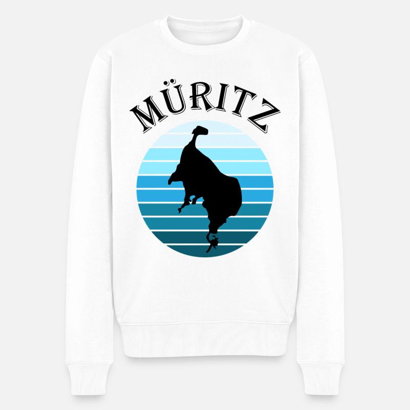 Müritzsee Kontur - Natur Pur Erleben - Männer Premium Bio Pullover - Weiß