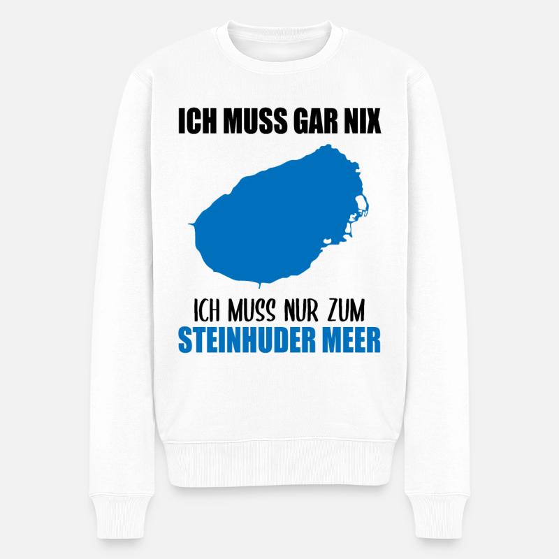 Muss Nur Zum Steinhuder Meer - Männer Premium Bio Pullover - Weiß