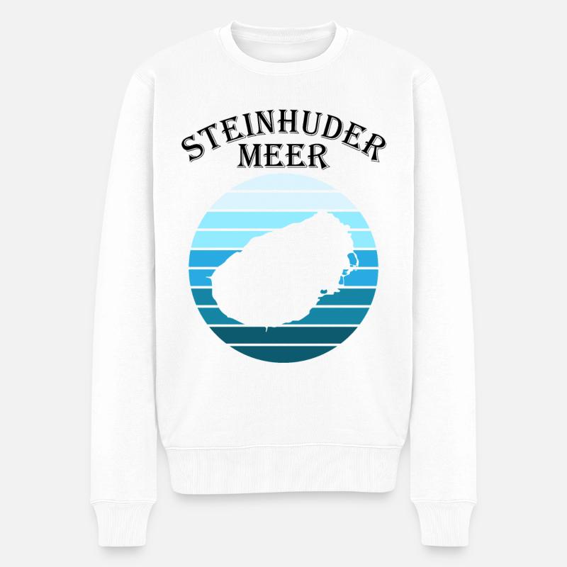 Steinhuder Meer Wellenspiel Reflexion - Männer Premium Bio Pullover - Weiß