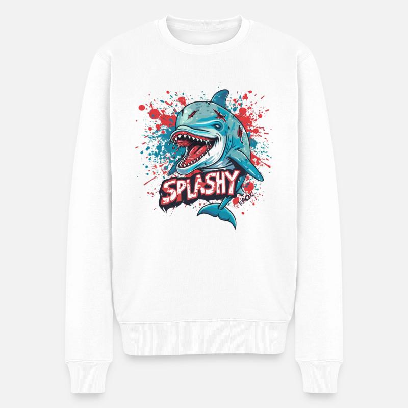 Splashy, le dauphin zombie effrayant - Pull Premium bio Homme - blanc