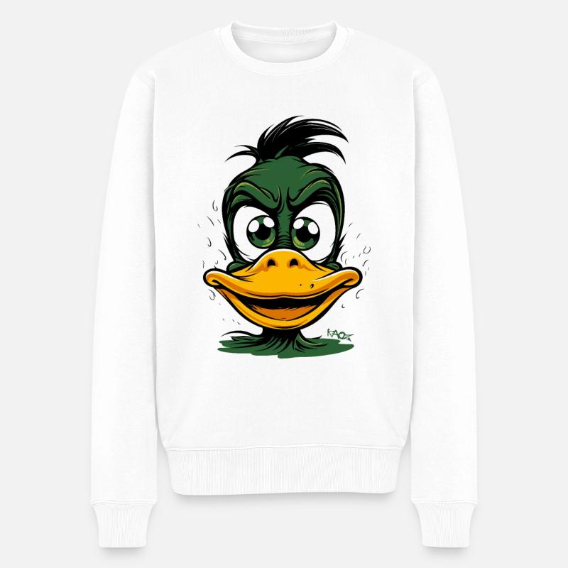 Eine grüne wütende Ente - Männer Premium Bio Pullover - Weiß