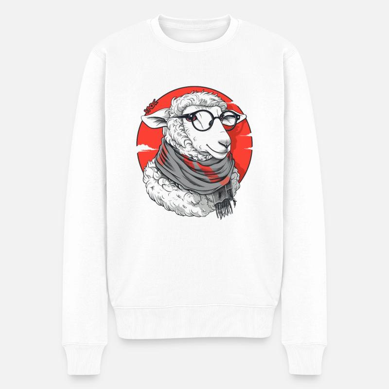 Das schlaue Schaf - Männer Premium Bio Pullover - Weiß