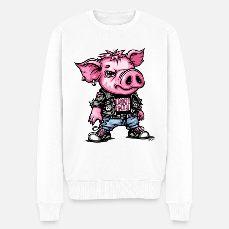 Le cochon punk - Pull Premium bio Homme - blanc