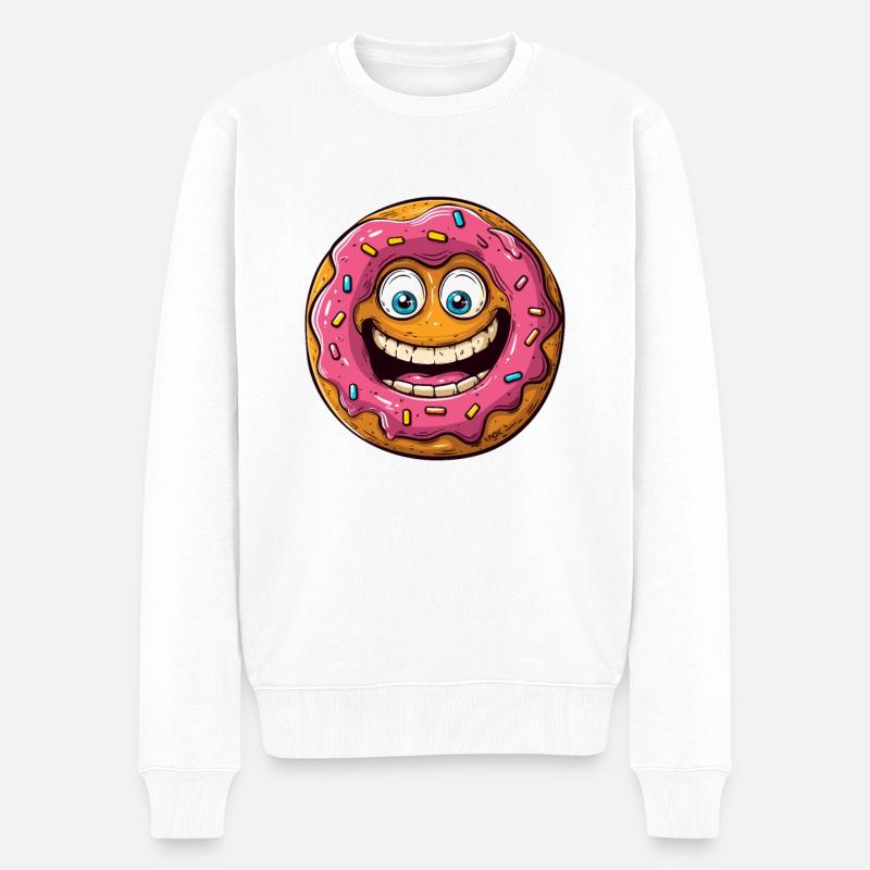 Verrückter Lustiger Donut - Männer Premium Bio Pullover - Weiß