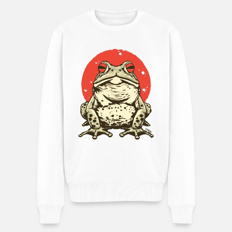 Eine große, dicke japanische Frosch-Kröte - Männer Premium Bio Pullover - Weiß
