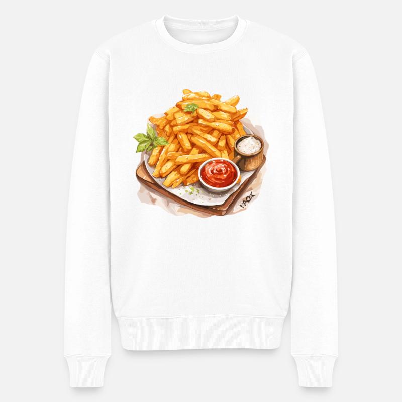 Leckere Pommes - Männer Premium Bio Pullover - Weiß