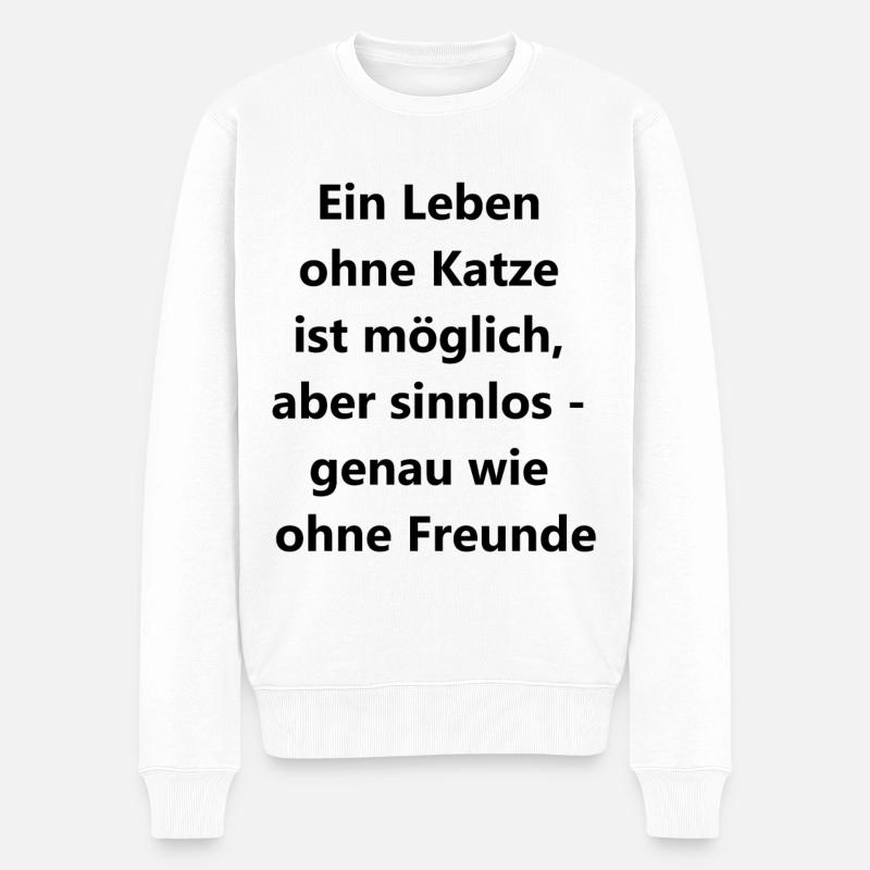 Katzenfreund-Geschenk - Männer Premium Bio Pullover - Weiß