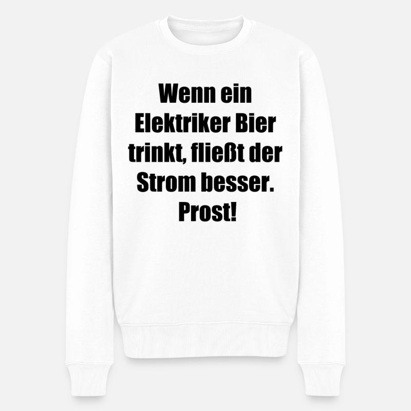 Elektriker + Bier = Perfekte Kombination - Männer Premium Bio Pullover - Weiß