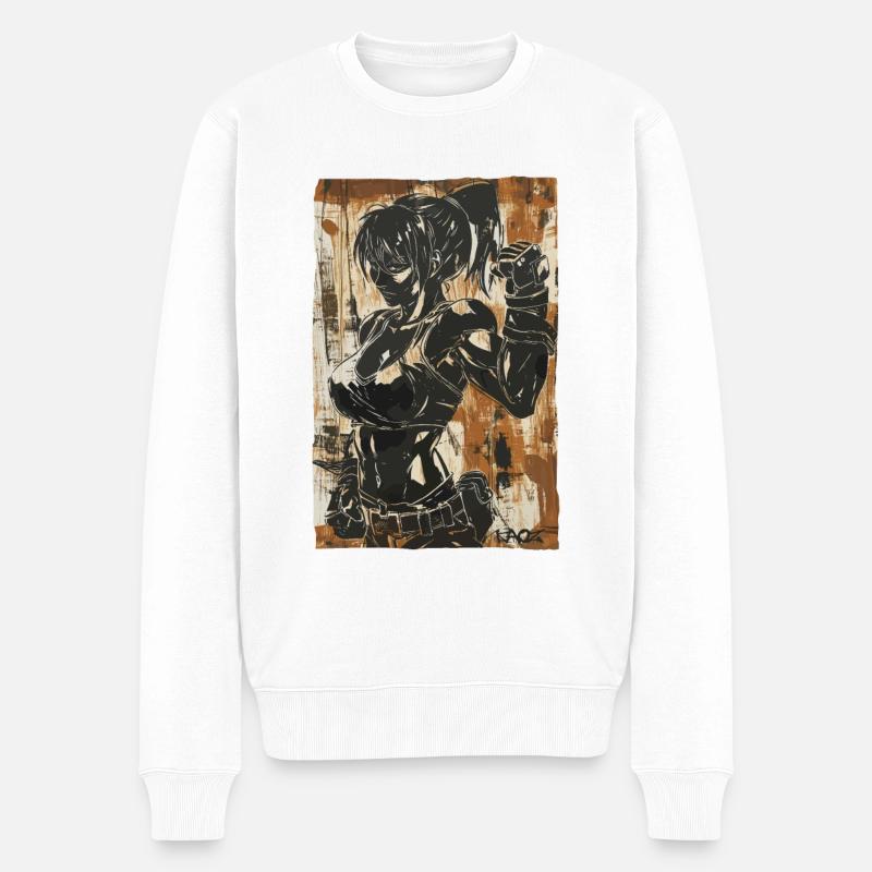 Starke, coole Abenteuer-Kämpferin - Männer Premium Bio Pullover - Weiß