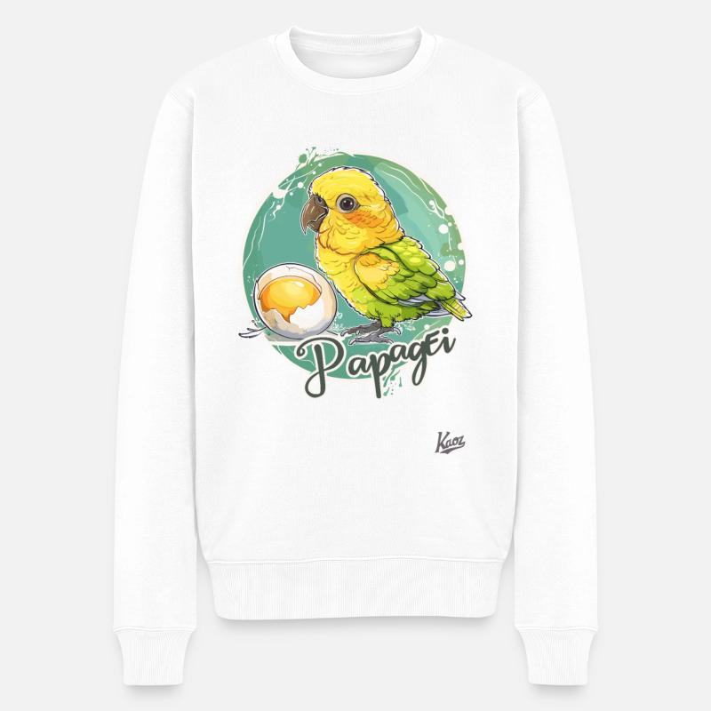 Parrot Egg: Parrot and Egg - Men's Premium Organic Jumper - white