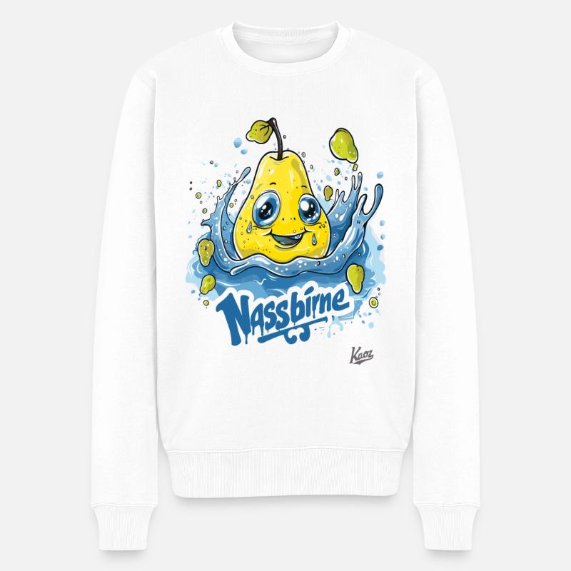 Lustige Wasser-Nasse-Birne: Eine Nassbirne - Männer Premium Bio Pullover - Weiß