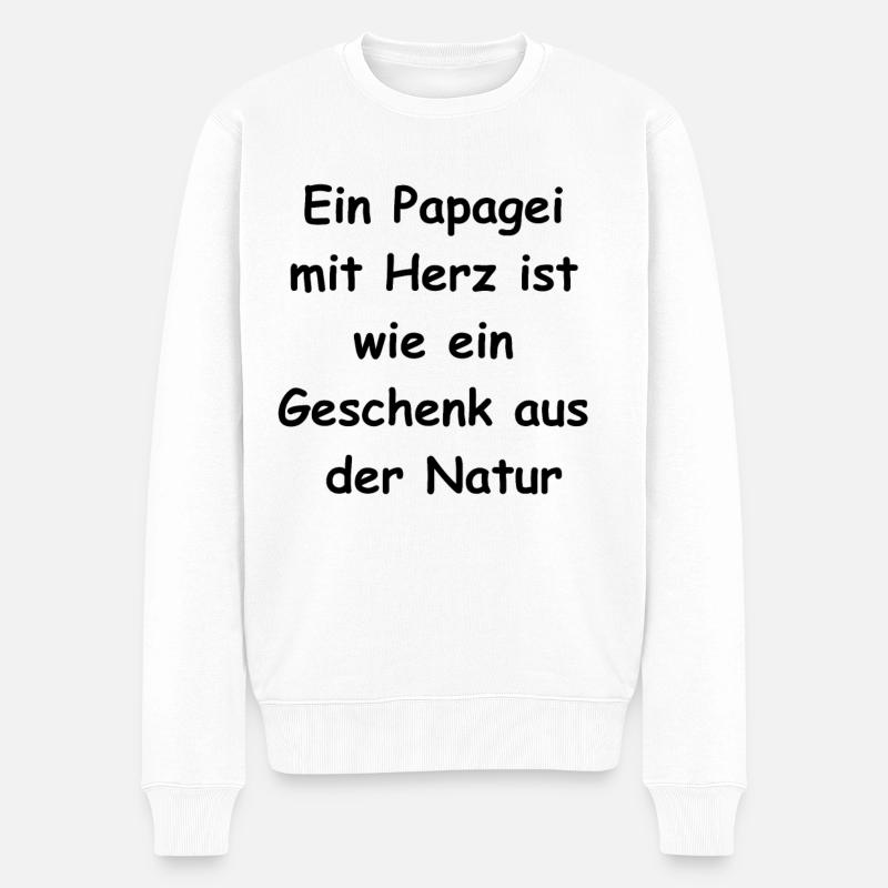 Papagei-Herz-Geschenk - Männer Premium Bio Pullover - Weiß