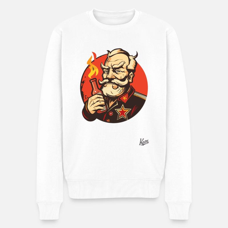 Parodie d’un parti communiste avec une bouteille - Pull Premium bio Homme - blanc