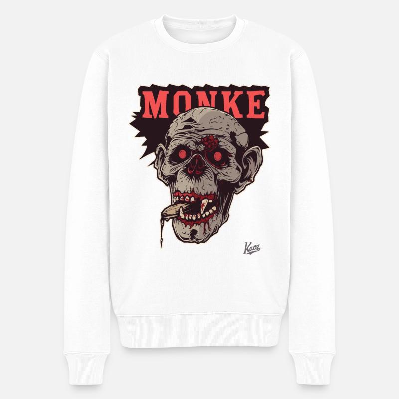 Zombie Affe - Männer Premium Bio Pullover - Weiß